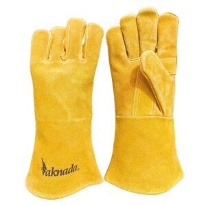 PAKNADA Leather Welding Gloves 14inch Yellow Heat, Flame Resistant Safety Gloves